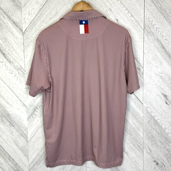 Rhoback Polo Shirt Mens Medium M Red Texas Flag Print Golf Performance - Picture 6 of 6